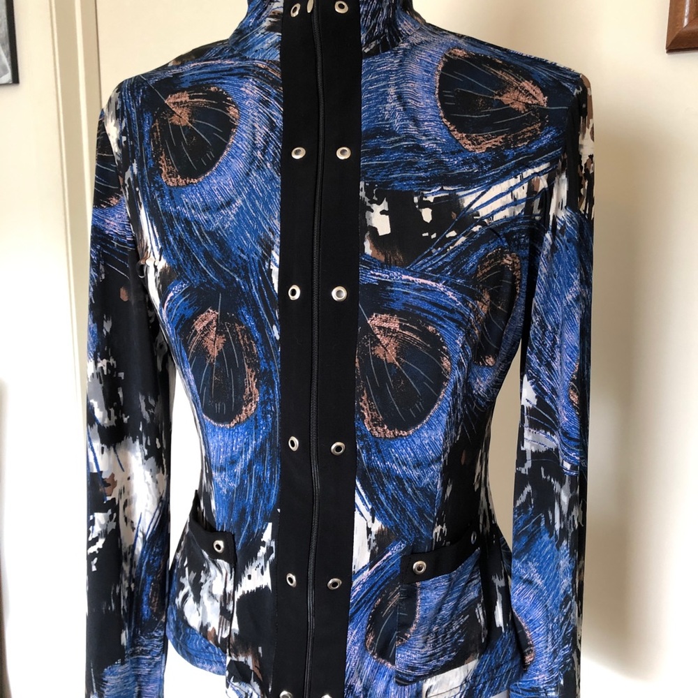Blue Peacock Zip-up Cardigan Jacket